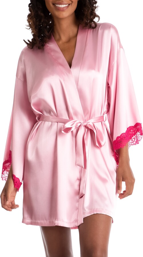 Pink satin robe for black women 