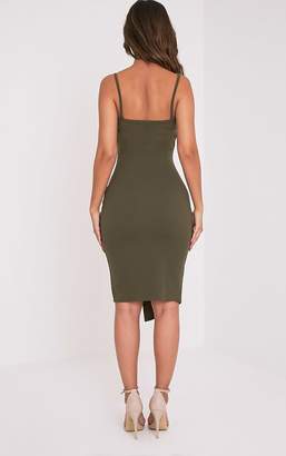 PrettyLittleThing Lauriell Emerald Green Wrap Front Midi Dress