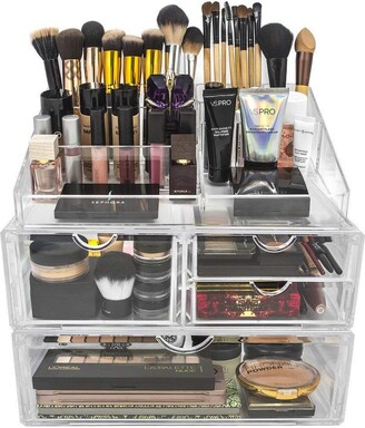 Sorbus Acrylic Cosmetics Makeup Organizer Storage Case - Holder Display with Slanted Front Open Lid