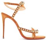 Thumbnail for your product : Christian Louboutin Galeria 100 Stud Embellished Suede Sandals - Womens - Tan