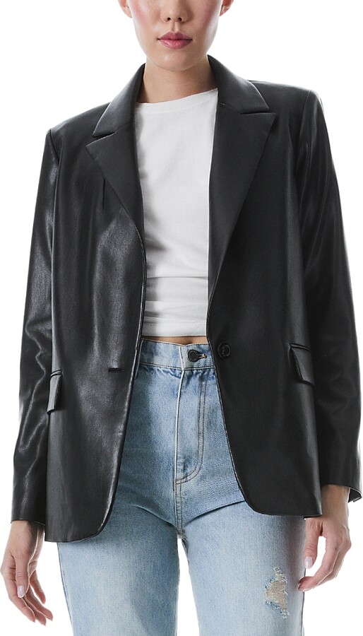 Alice and Olivia Denny Faux Leather Blazer