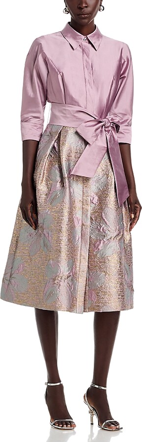 Teri Jon by Rickie Freeman Taffeta Jacquard Shirtdress