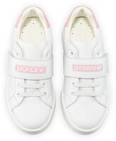 Thumbnail for your product : Dolce & Gabbana Grip-Strap Two-Tone Leather Logo Sneakers, Toddler/Kids