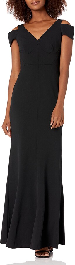 Calvin Klein Women's Cold Shoulder Long Gown with V Neckline Dress -  ShopStyle