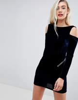 Thumbnail for your product : ASOS DESIGN Velvet Open Zip Back Bodycon Mini Dress