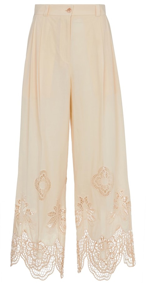 See by Chloe Broderie anglaise wide-leg pants - ShopStyle