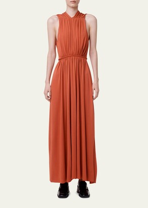 ANOTHER TOMORROW Shirred Maxi Dress with Back Cutout