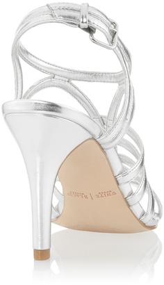 White House Black Market Silver Strappy Mid Heels