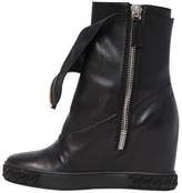 Thumbnail for your product : Casadei 80mm Zipped Leather Wedged Sneakers