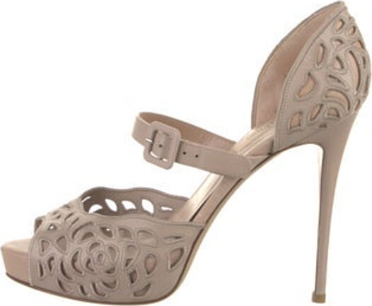 Valentino Leather Sandals Neutrals Lasercut Accents Buckle Closure At Uppers Unfortunately, due to restrictions, this item may not be eligible for shipping in all areas.