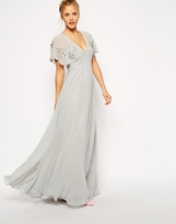 Thumbnail for your product : ASOS Flutter Sleeve Beaded Maxi Dress