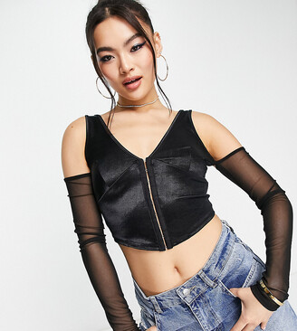 AsYou cut out hook and eye top in black - ShopStyle