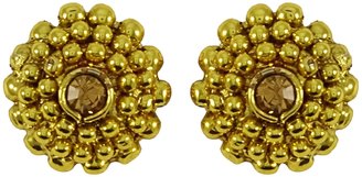 Matra Indian Traditional Goldtone Kundan Stone Women Ear Stud Earrings Party Jewelry