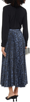 Erdem Nesrine Pleated Floral-jacquard Midi Skirt