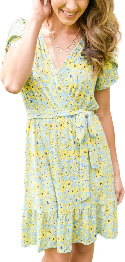 Gilli Clear Mind Dress In Blue/yellow