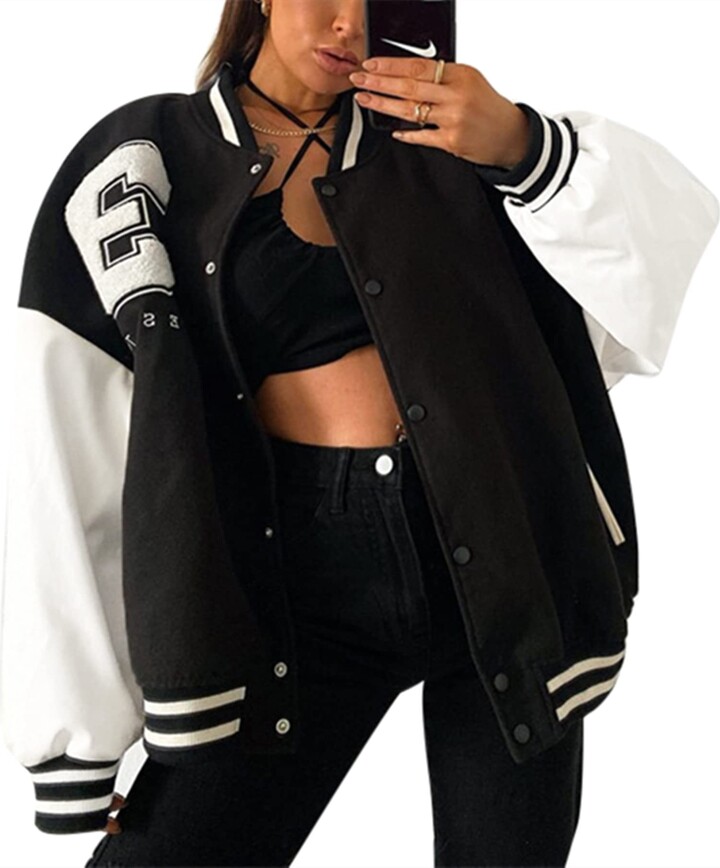 black baseball jacket womens