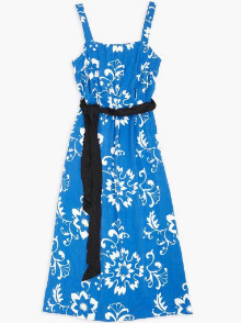 Bellerose Blue And White Vlan Print Sun Dress - 10 - Blue/White/Black