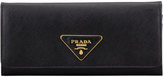 Thumbnail for your product : Prada Saffiano Triangle Continental Flap Wallet, Black (Nero)