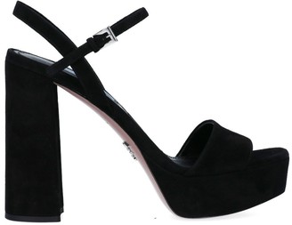 Prada Block Heel Platform Sandals - ShopStyle