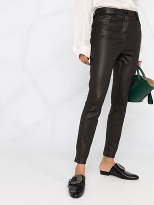 Theory Slim-Fit Leather Trousers