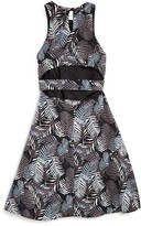Thumbnail for your product : Miss Behave Girls' Fern Print Double Cutout Dress - Big Kid