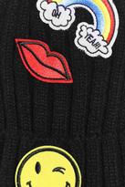 Thumbnail for your product : boohoo Ebony Rainbow Kiss Smiley Patch Beanie Hat