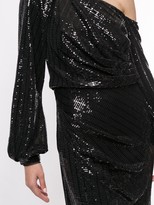 Thumbnail for your product : Badgley Mischka Asymmetric Sleeve Sequin Gown