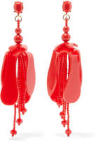 Thumbnail for your product : Oscar de la Renta Orchid Beaded Acetate Earrings - Red