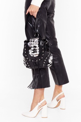 Nasty Gal Womens WANT Button Our Way Croc Backpack - Black - One Size