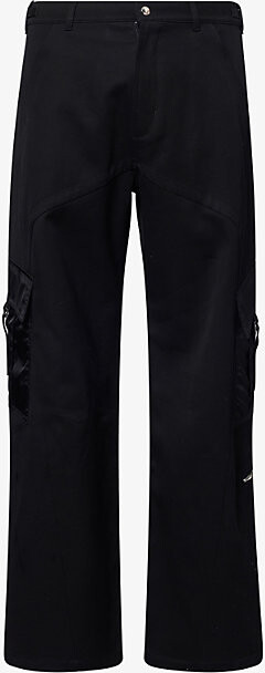 Casablanca Mens Black Patch-Pockets Cargo Cotton Trousers 30