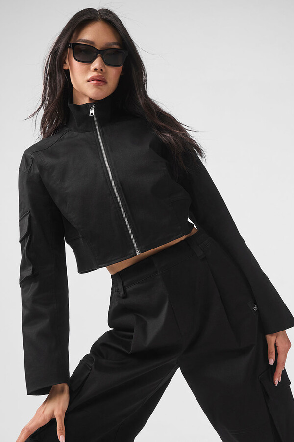 ALO | Night Out Cargo Jacket in Black, Size: Large