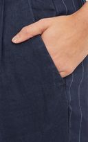 Thumbnail for your product : Pas De Calais Pinstripe-Back Twill Crop Trousers-Blue