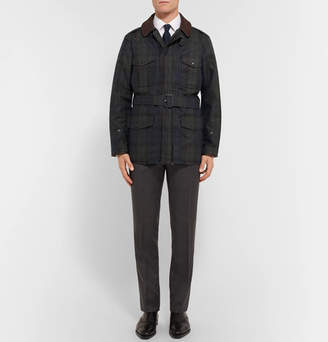 MACKINTOSH Kingsman Merlin's Leather-Trimmed Checked Waxed-Cotton Field Jacket