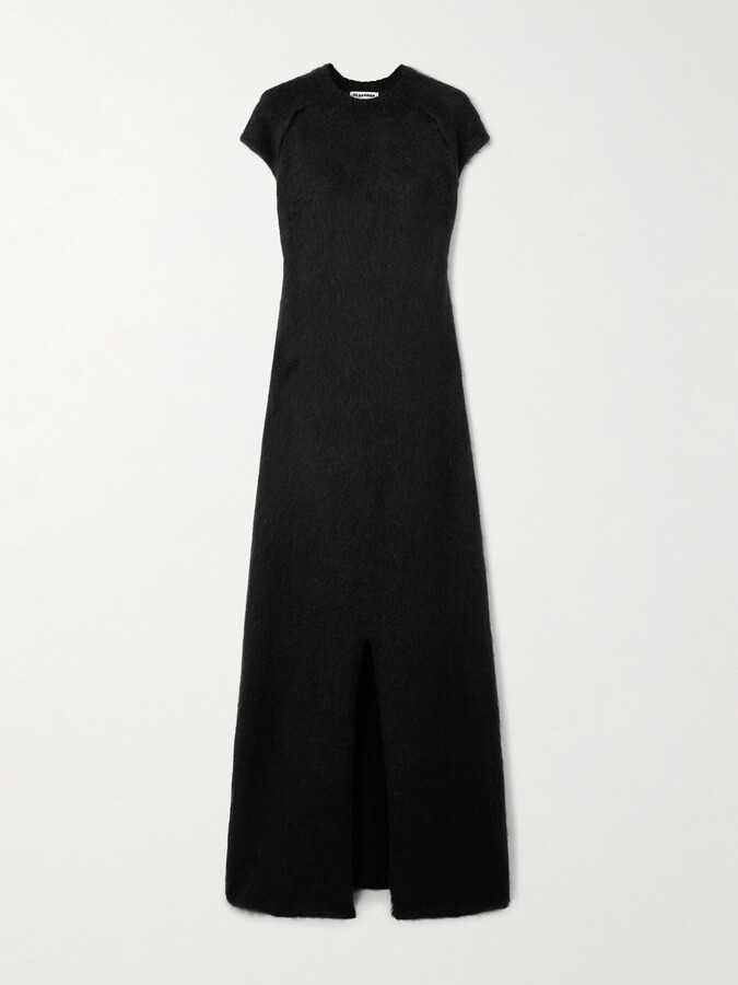 Jil Sander Wool, Mohair And Silk-blend Maxi Dress - Black