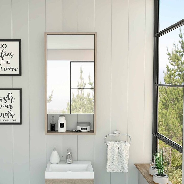 FM Furniture Modesto Medicine Open Shelf, Mirror With Two