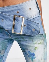 Thumbnail for your product : Jaded London low rise bootcut jeans with belt in multi blossom print (part of a set)
