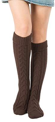 Leoparts Women's Solid Winter Over Knee Knitted Crochet Leg Warmer Long Socks