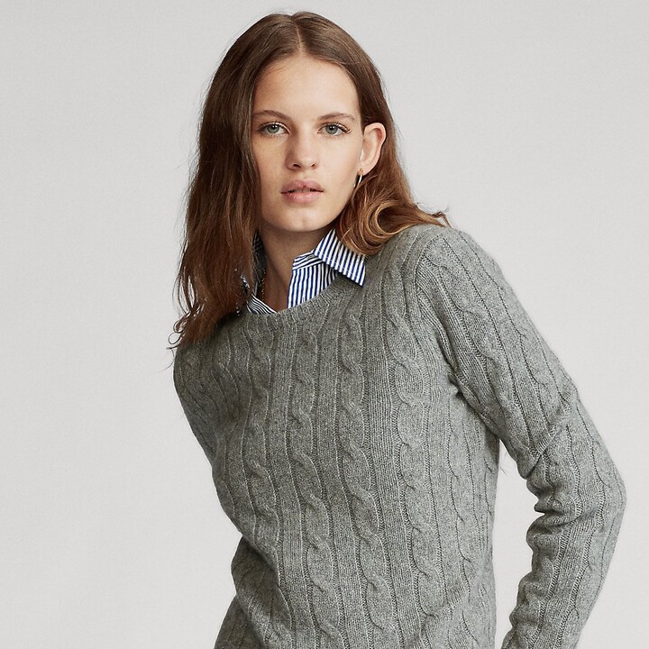 Ralph Lauren Gray Cable Knit Women's Sweaters | ShopStyle