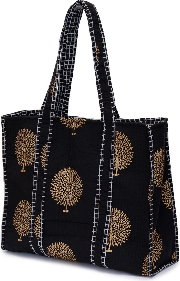 AtLAST Black Large Cotton Tote Bag In Midnight