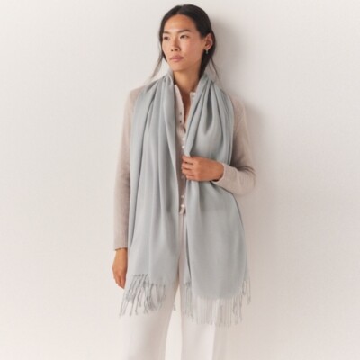 Fringed TENCEL Modal and silk-blend jacquard scarf