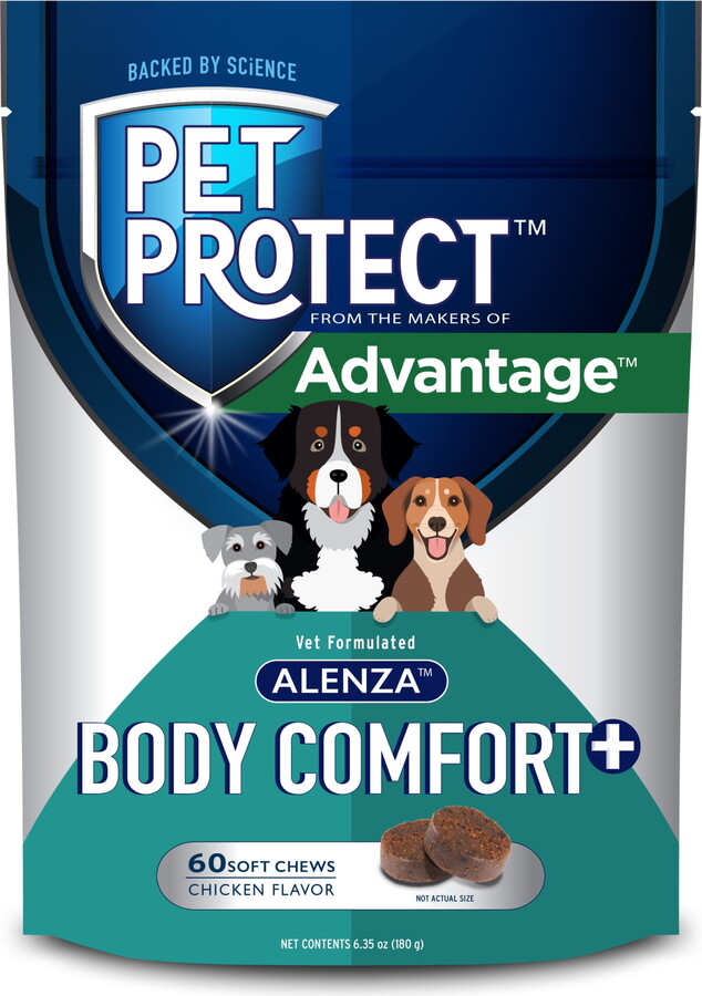Pet Protect Dog Body Comfort+ Supplement, Vet-Formulated Alenza, Chicken, 60 Soft Chews