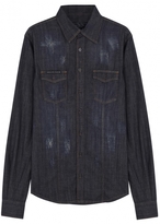 Thumbnail for your product : Philipp Plein Dark blue distressed denim shirt