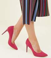Thumbnail for your product : New Look Bright Pink Suedette Stiletto Heel Pointed Courts