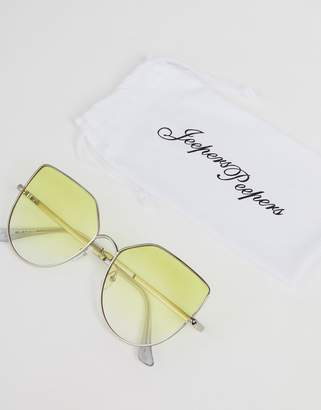 Jeepers Peepers oversized cat eye sunglasses with yellow lens