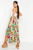 Thumbnail for your product : boohoo Palm Print Wrapped Maxi Skirt