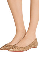 Thumbnail for your product : Christian Louboutin Anjalina studded snake-effect cork point-toe flats