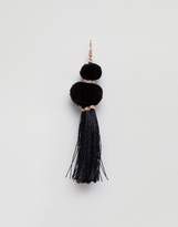 Thumbnail for your product : Glamorous Black Pom & Tassel Statement Earrings