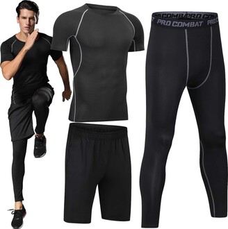Boomcool Men Fitness Workout Clothing Gym Running Compression Pants Shirt  Top Long Sleeve Jacket Set - ShopStyle Activewear