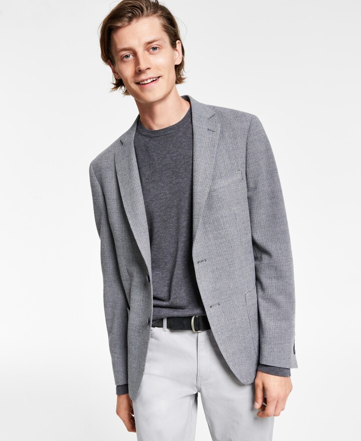 Slim-Fit Coat Wool ShopStyle Klein - Sport Calvin Men\'s Textured