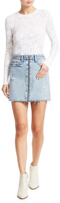 Rag & Bone Anna Zip-Front Distressed Denim Mini Skirt